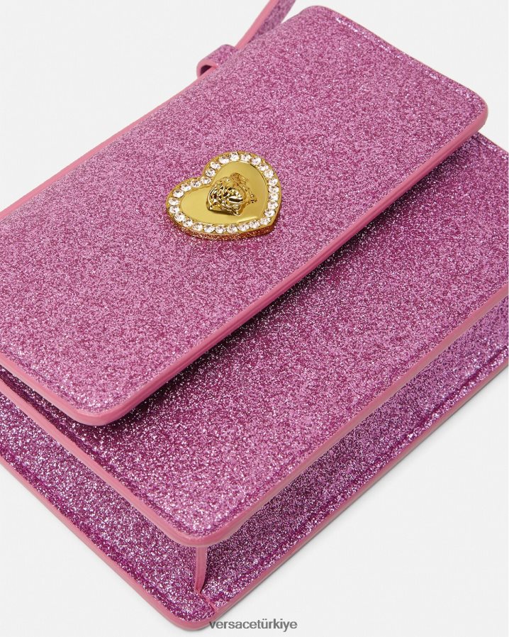 Versace kalp medusa çapraz askılı çanta çocuklar pembe çanta B0HHR82071