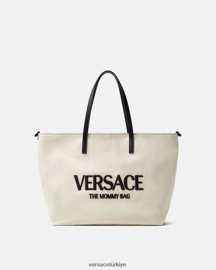 Versace logo bebek alt değiştirme minderi çantası çocuklar siyah beyaz çanta B0HHR81850