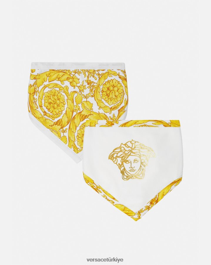 Versace barocco bebek önlüğü 2'li paket çocuklar Beyaz altın Aksesuarlar B0HHR81845
