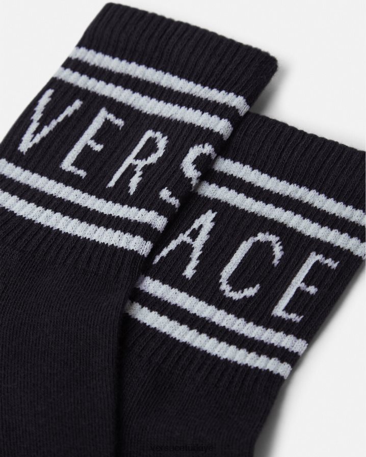 Versace logolu çorap çocuklar siyah Aksesuarlar B0HHR81969