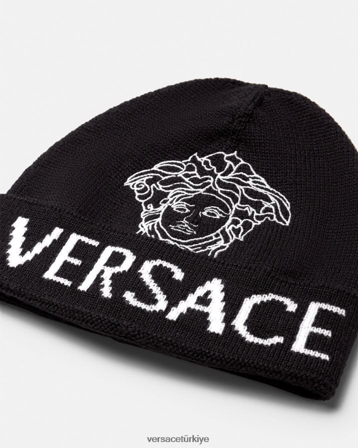 Versace medusa logolu bere çocuklar siyah Aksesuarlar B0HHR82078