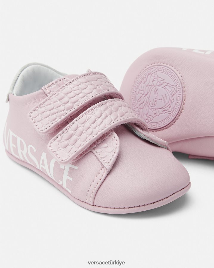 Versace logo bebek ayakkabıları çocuklar açık pembe ayakkabı B0HHR81848