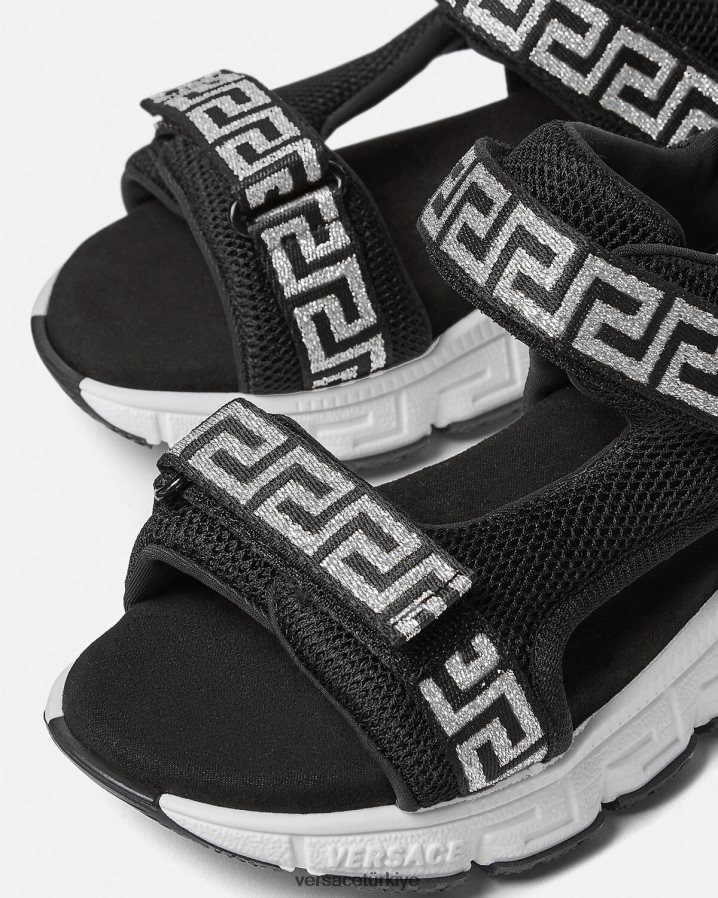Versace greca sandalet çocuklar siyah ayakkabı B0HHR82049