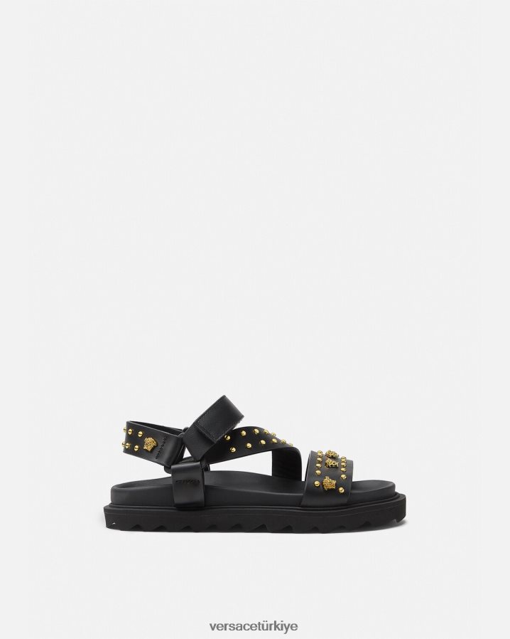 Versace çivili la medusa sandalet çocuklar siyah ayakkabı B0HHR82041