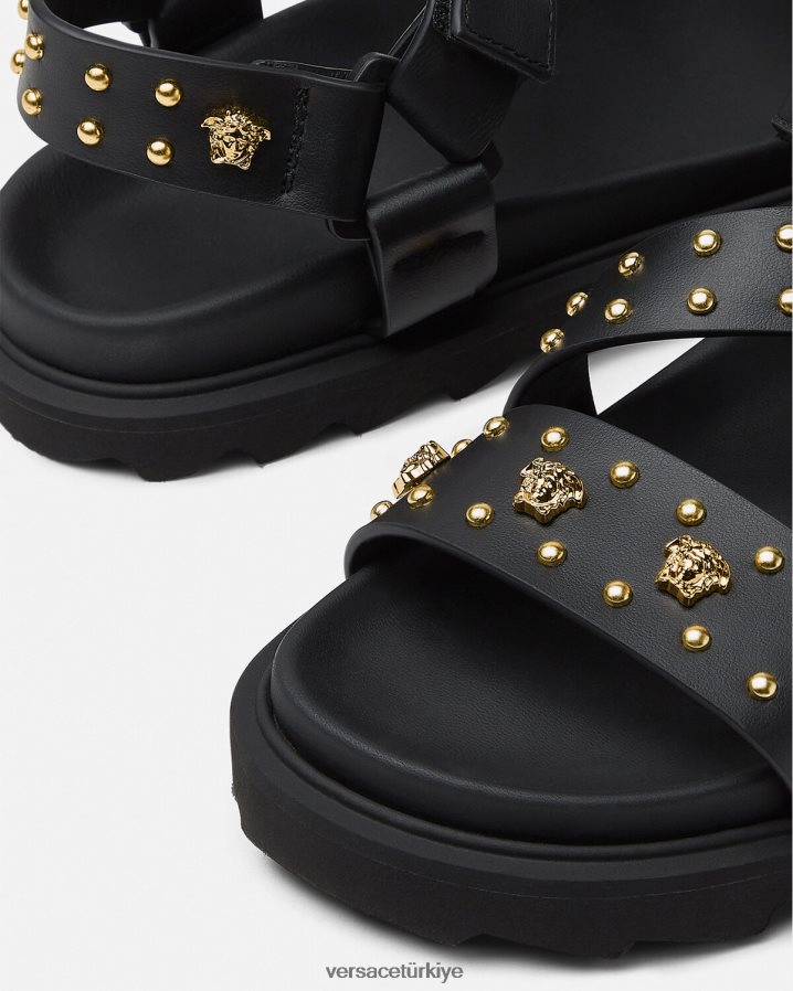 Versace çivili la medusa sandalet çocuklar siyah ayakkabı B0HHR82041