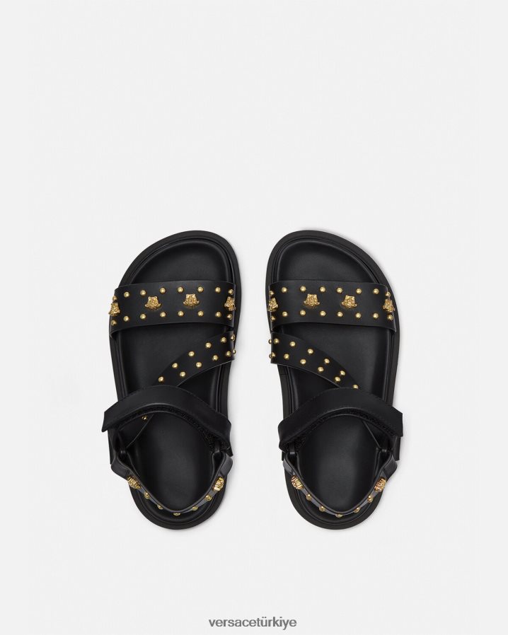 Versace çivili la medusa sandalet çocuklar siyah ayakkabı B0HHR82041