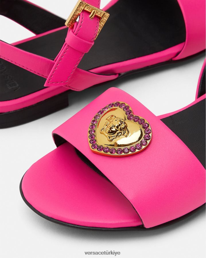 Versace kristal kalp medusa sandalet çocuklar fuşya ayakkabı B0HHR82040