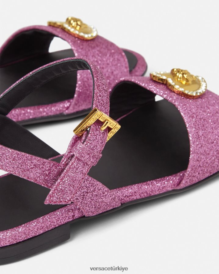 Versace kristal kalp medusa sandalet çocuklar pembe ayakkabı B0HHR82039