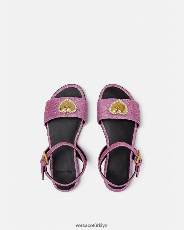 Versace kristal kalp medusa sandalet çocuklar pembe ayakkabı B0HHR82039