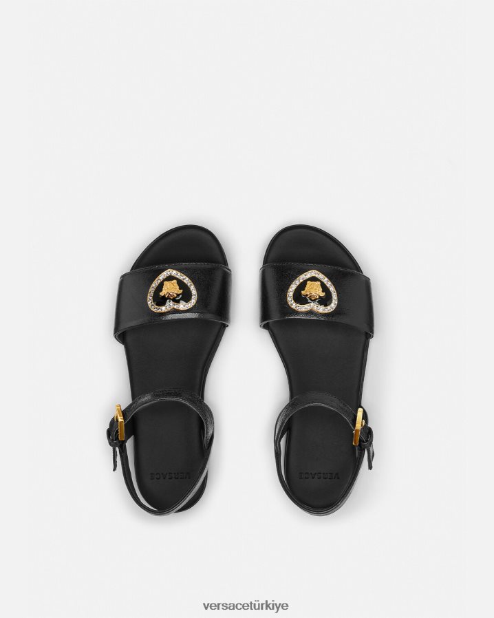 Versace kristal kalp medusa sandalet çocuklar siyah ayakkabı B0HHR82028
