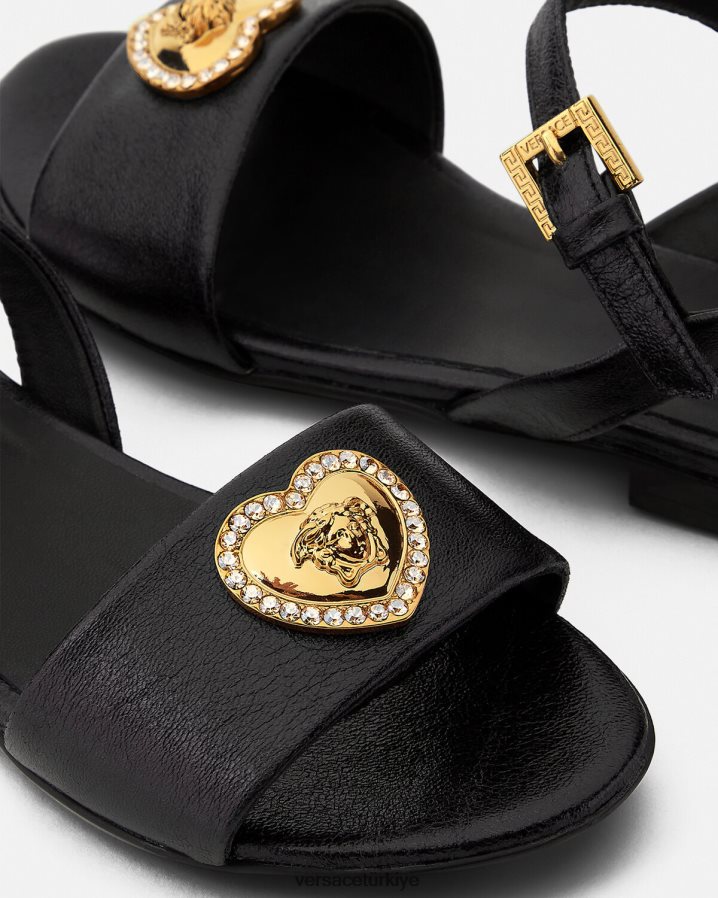 Versace kristal kalp medusa sandalet çocuklar siyah ayakkabı B0HHR82031