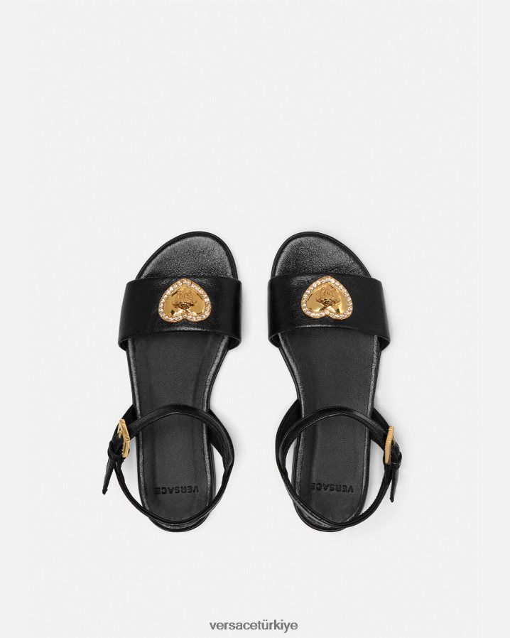 Versace kristal kalp medusa sandalet çocuklar siyah ayakkabı B0HHR82031