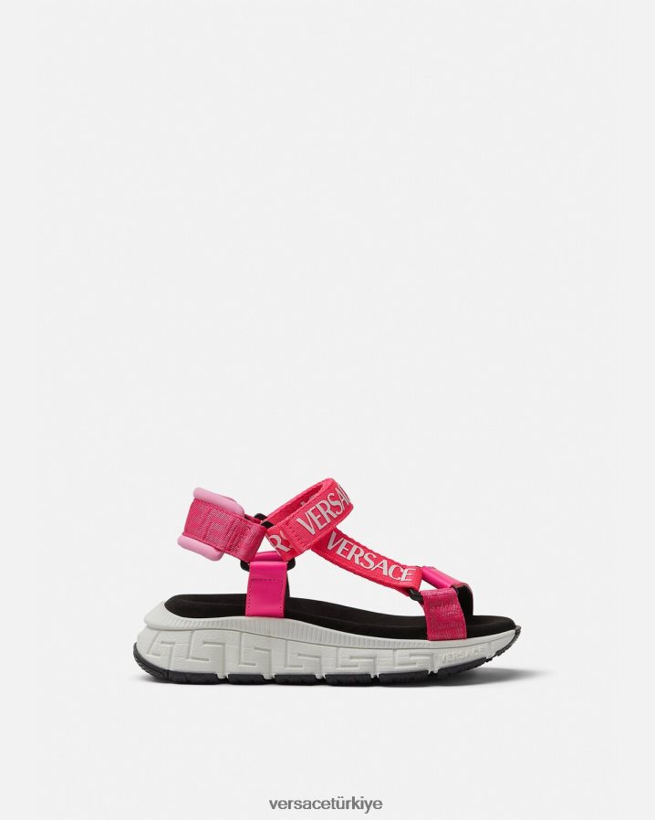 Versace logolu trigreca sandalet çocuklar fuşya ayakkabı B0HHR82044