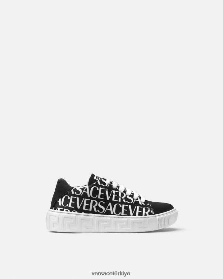 Versace allover greca spor ayakkabıları çocuklar siyah ve baskı ayakkabı B0HHR82038