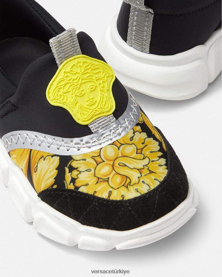 Versace barocco medusa bebek spor ayakkabı çocuklar siyah ve baskı ayakkabı B0HHR81877