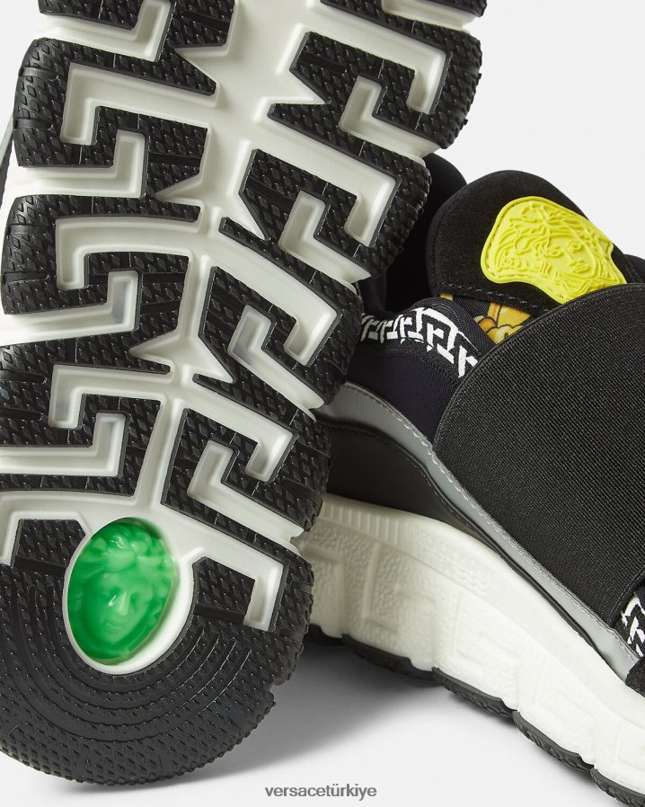 Versace barocco trigreca spor ayakkabı çocuklar siyah ve baskı ayakkabı B0HHR82050