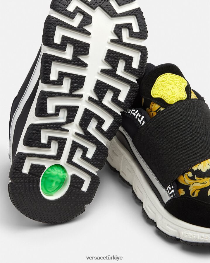 Versace barocco trigreca spor ayakkabı çocuklar siyah ve baskı ayakkabı B0HHR82051