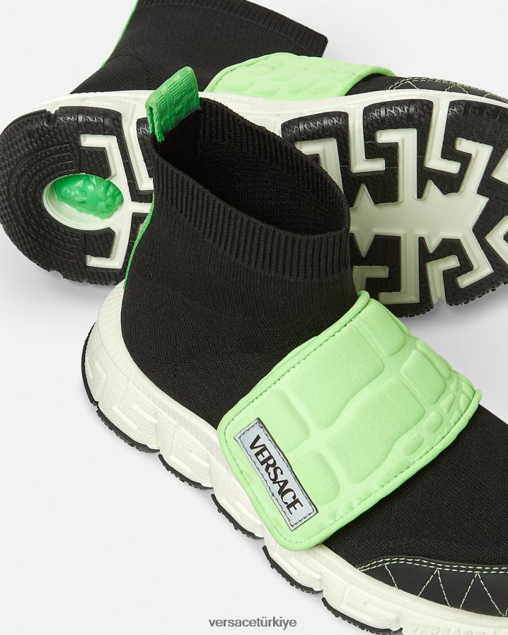 Versace ileri dönüşüm trigreca spor ayakkabıları çocuklar nane ve siyah ayakkabı B0HHR82053