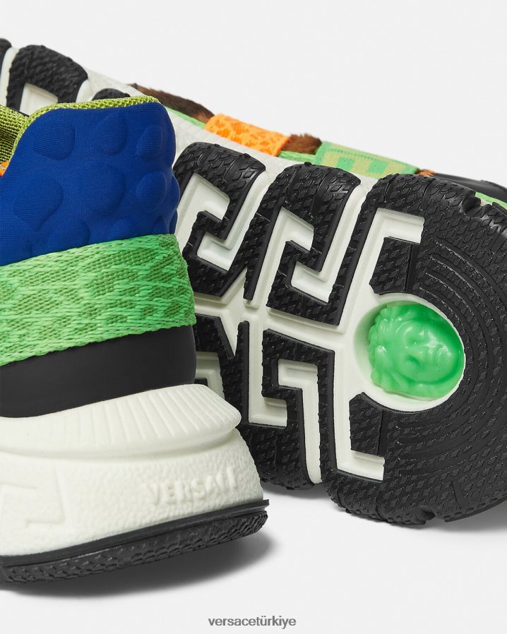 Versace ileri dönüşüm trigreca spor ayakkabıları çocuklar siyah ve turuncu ve kırmızı ayakkabı B0HHR82054