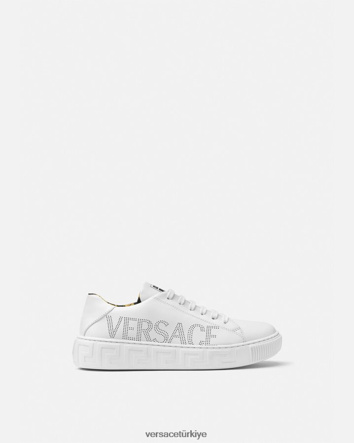 Versace logo greca spor ayakkabı çocuklar beyaz ve baskı ayakkabı B0HHR82036