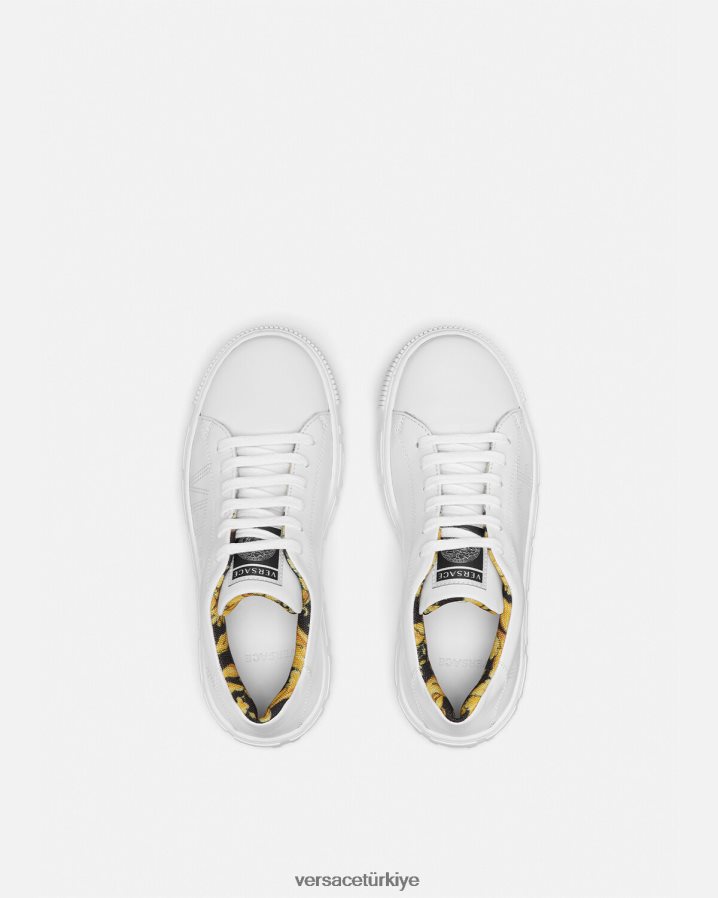 Versace logo greca spor ayakkabı çocuklar beyaz ve baskı ayakkabı B0HHR82036
