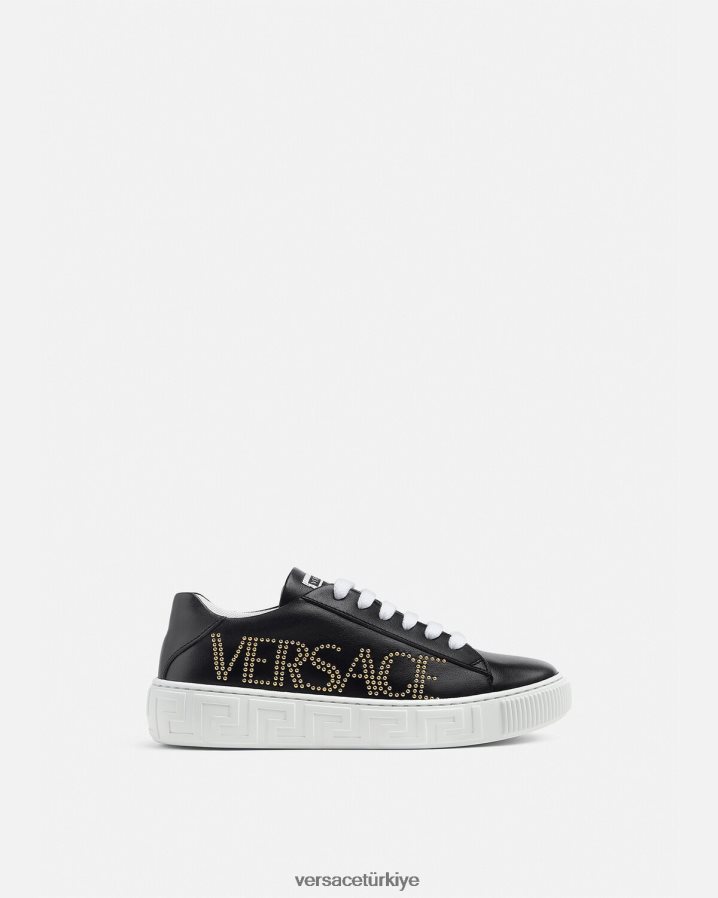 Versace logo greca spor ayakkabı çocuklar siyah ayakkabı B0HHR82037