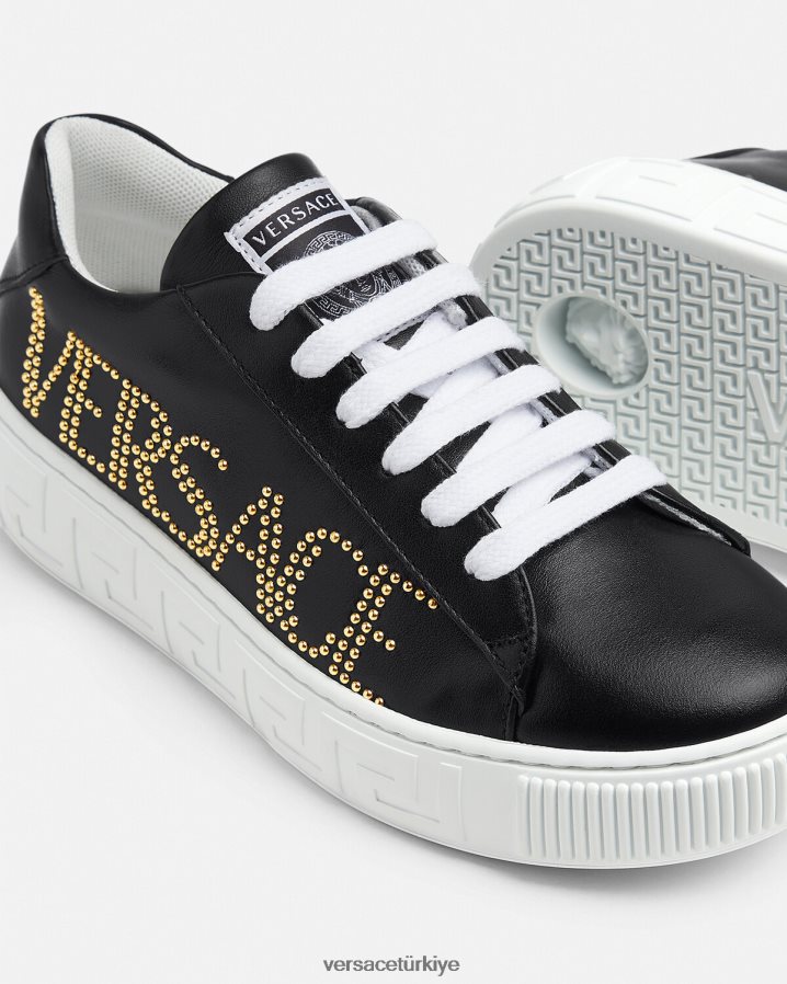 Versace logo greca spor ayakkabı çocuklar siyah ayakkabı B0HHR82037