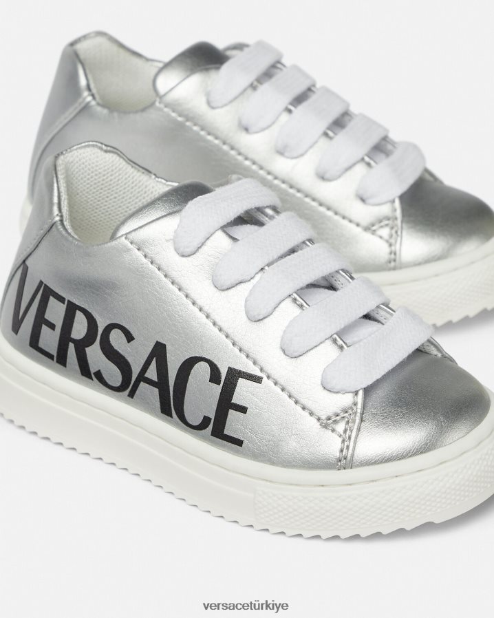Versace logolu metalik bebek spor ayakkabısı çocuklar Yazdır ayakkabı B0HHR81875