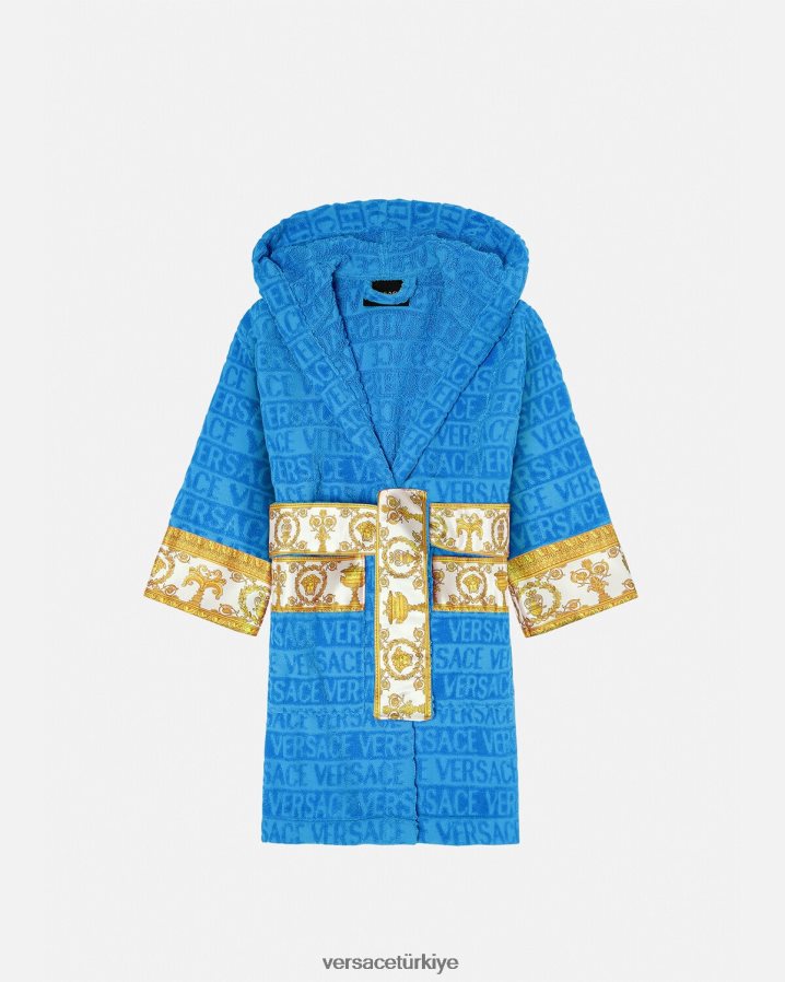 Versace boydan boya bornoz çocuklar açık mavi Giyim B0HHR82064