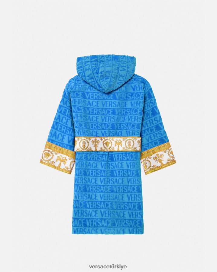 Versace boydan boya bornoz çocuklar açık mavi Giyim B0HHR82064