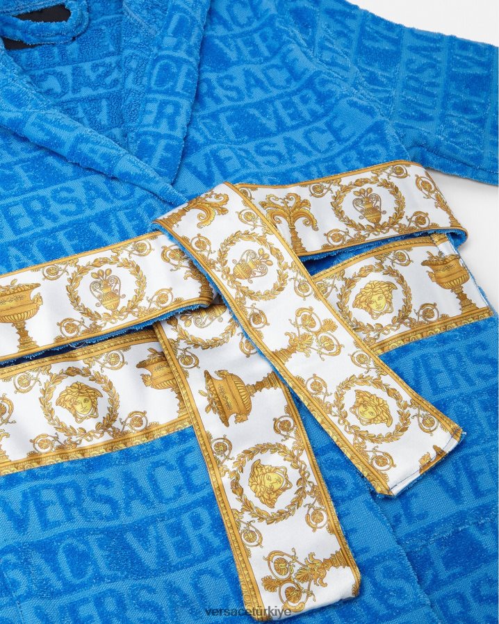 Versace boydan boya bornoz çocuklar açık mavi Giyim B0HHR82064