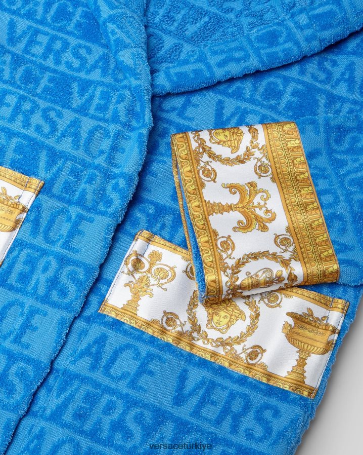 Versace boydan boya bornoz çocuklar açık mavi Giyim B0HHR82064
