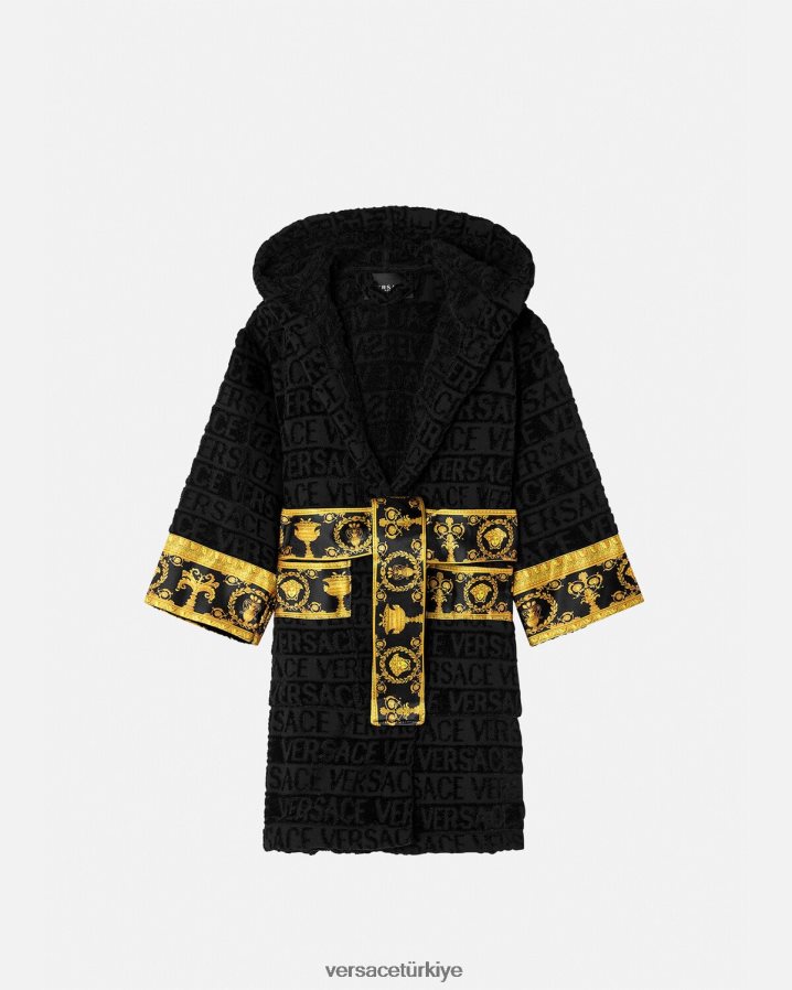 Versace boydan boya bornoz çocuklar siyah Giyim B0HHR82062