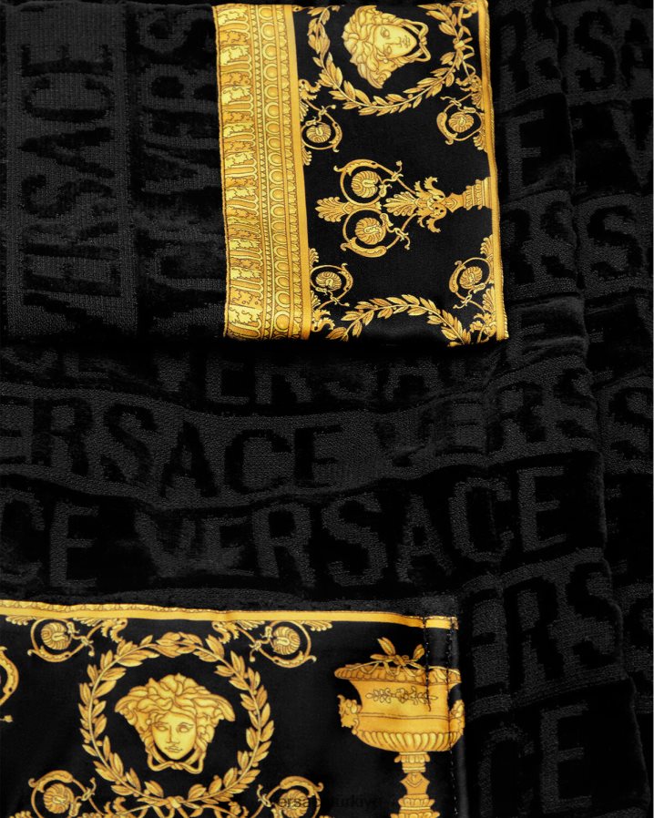 Versace boydan boya bornoz çocuklar siyah Giyim B0HHR82062