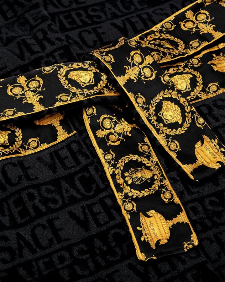 Versace boydan boya bornoz çocuklar siyah Giyim B0HHR82062