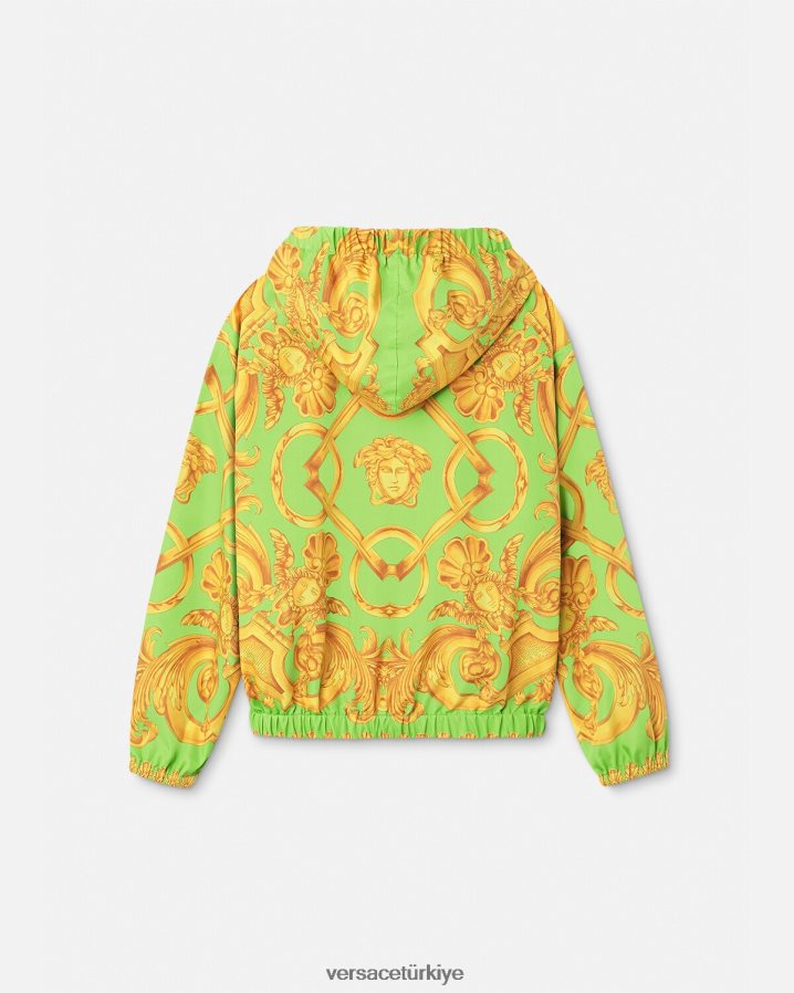 Versace barocco 660 rüzgarlık ceket çocuklar altın ve yeşil Giyim B0HHR82109