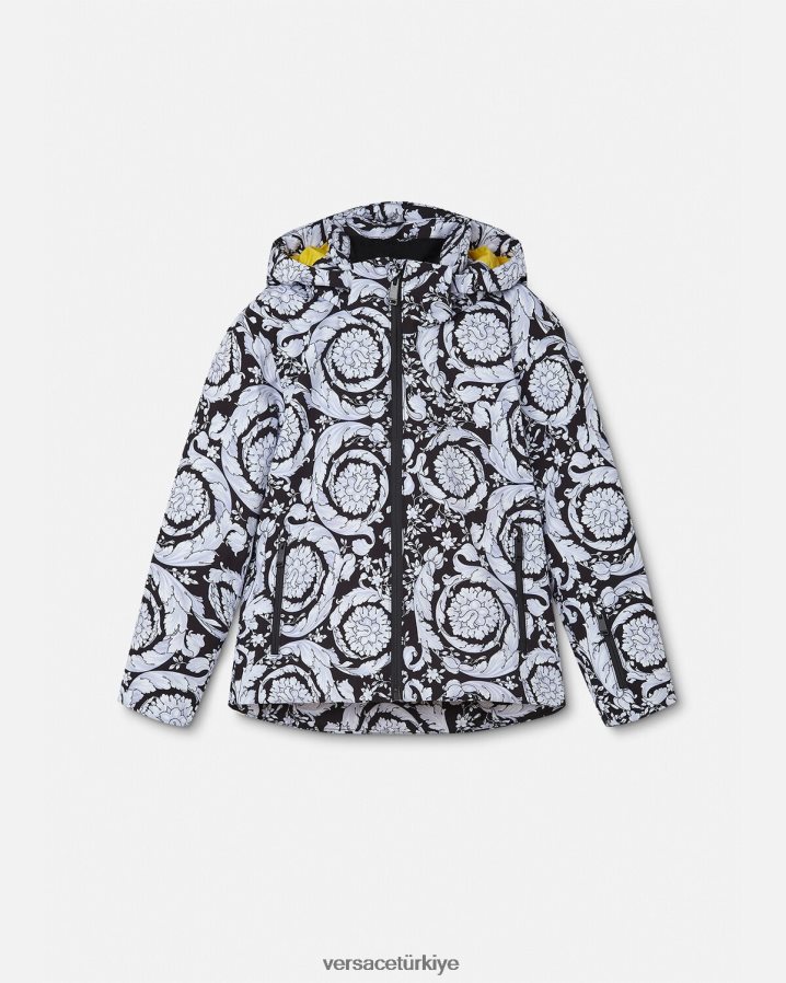 Versace gümüş barok kayak ceketi çocuklar Siyah gri Giyim B0HHR81952