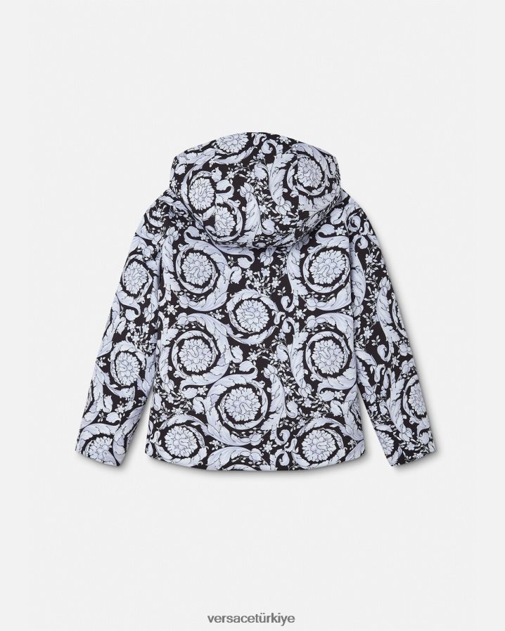 Versace gümüş barok kayak ceketi çocuklar Siyah gri Giyim B0HHR81952