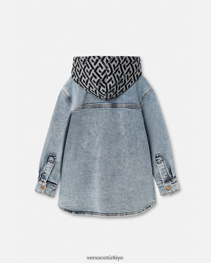 Versace la greca denim kapüşonlu ceket çocuklar açık mavi Giyim B0HHR82119