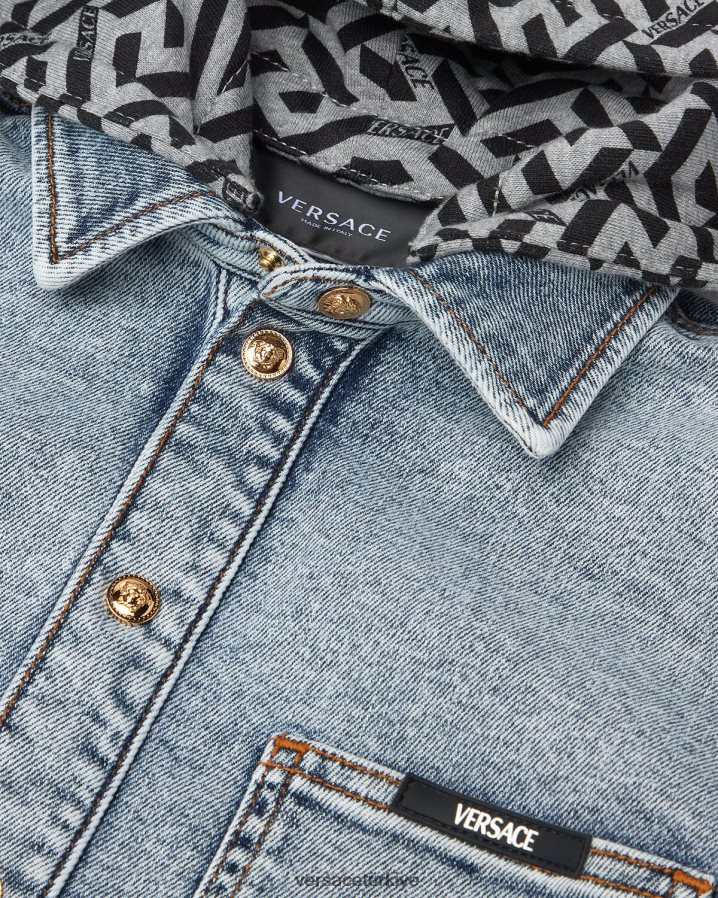 Versace la greca denim kapüşonlu ceket çocuklar açık mavi Giyim B0HHR82119