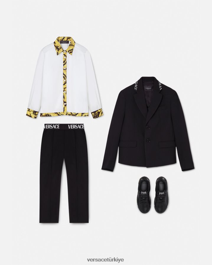 Versace logolu blazer çocuklar siyah Giyim B0HHR82105