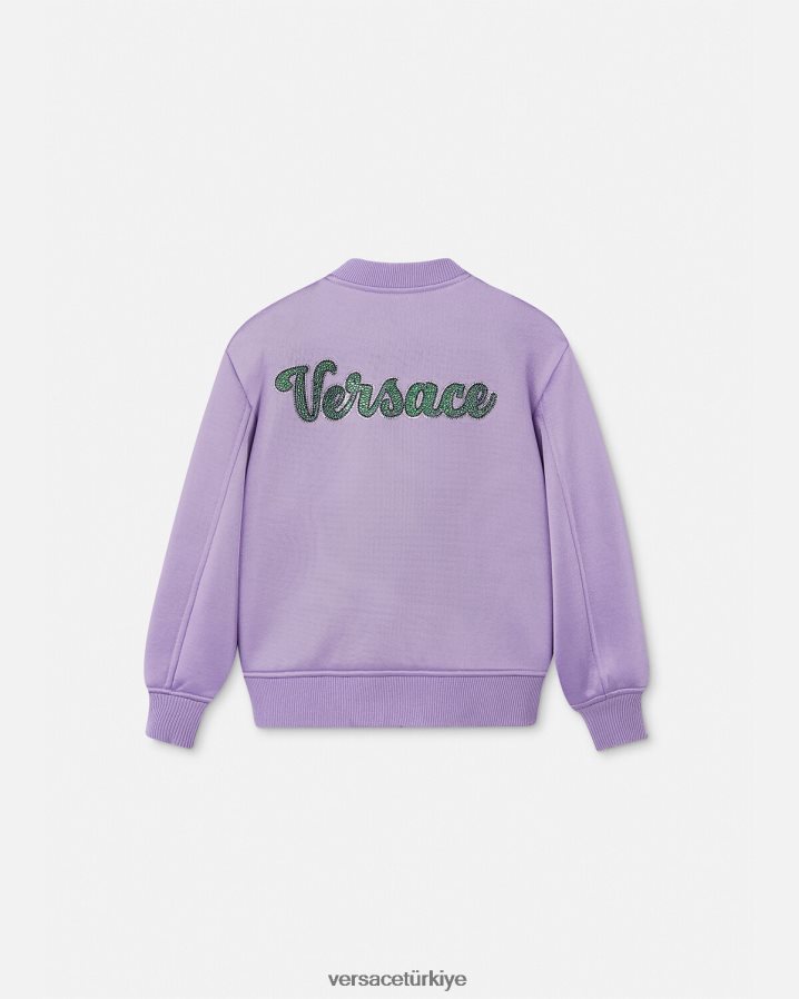 Versace logolu bombacı ceket çocuklar leylak Giyim B0HHR82016