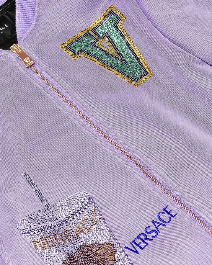 Versace logolu bombacı ceket çocuklar leylak Giyim B0HHR82016