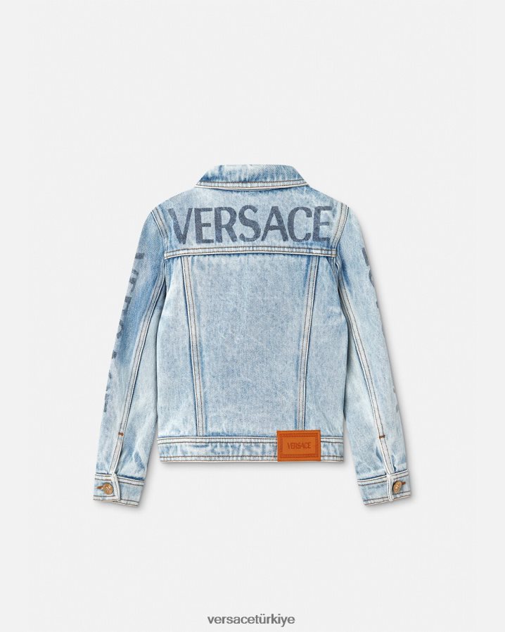 Versace logolu denim ceket çocuklar mavi Giyim B0HHR82131