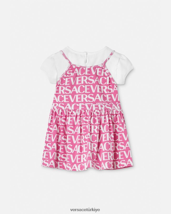 Versace allover bebek tişört elbise çocuklar açık pembe Giyim B0HHR81871