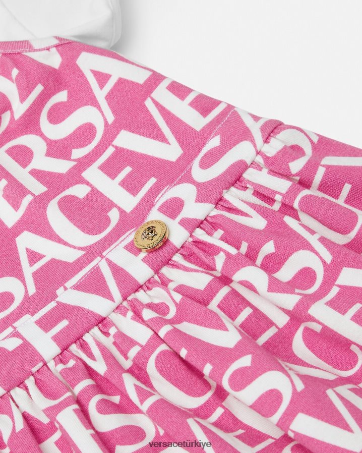 Versace allover bebek tişört elbise çocuklar açık pembe Giyim B0HHR81871