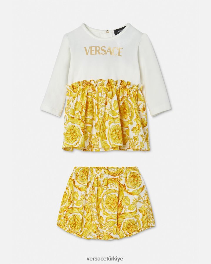 Versace barocco bebek elbise seti çocuklar Beyaz altın Giyim B0HHR81822