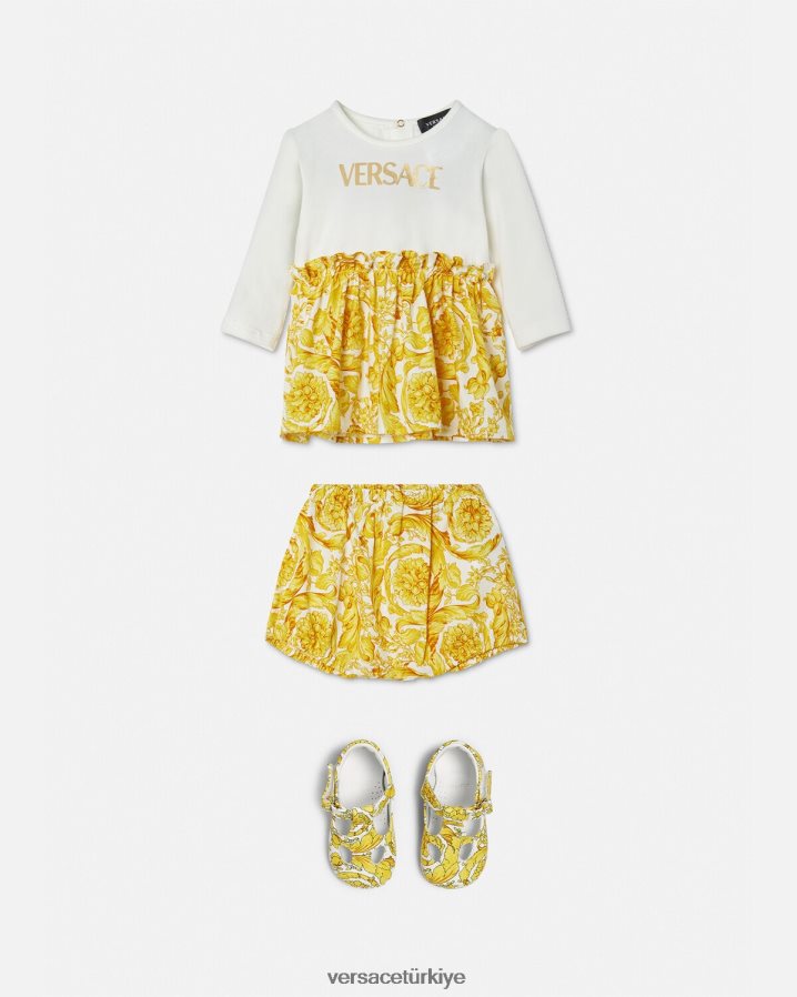 Versace barocco bebek elbise seti çocuklar Beyaz altın Giyim B0HHR81822