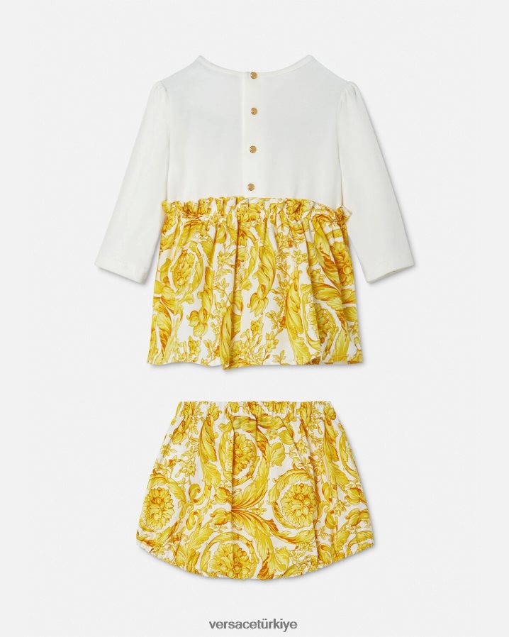 Versace barocco bebek elbise seti çocuklar Beyaz altın Giyim B0HHR81822