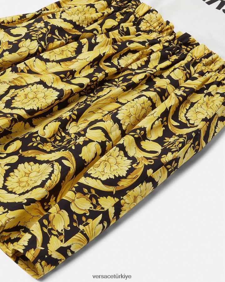 Versace barok tişört elbise çocuklar beyaz ve baskı Giyim B0HHR81953